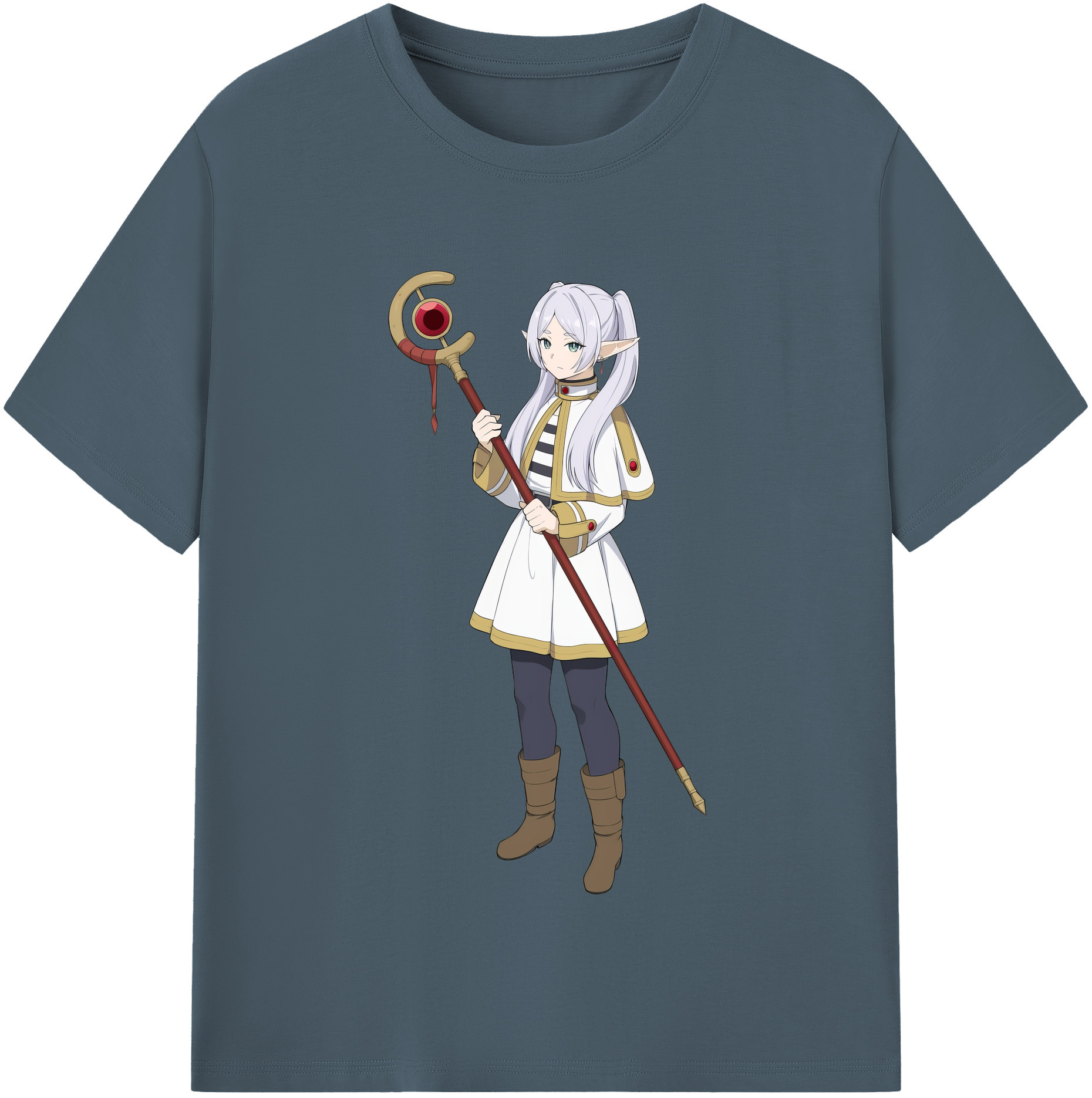 （画像用） 葬送のフリーレン Frieren 綿100％半袖Tシャツ（フロントプリント）